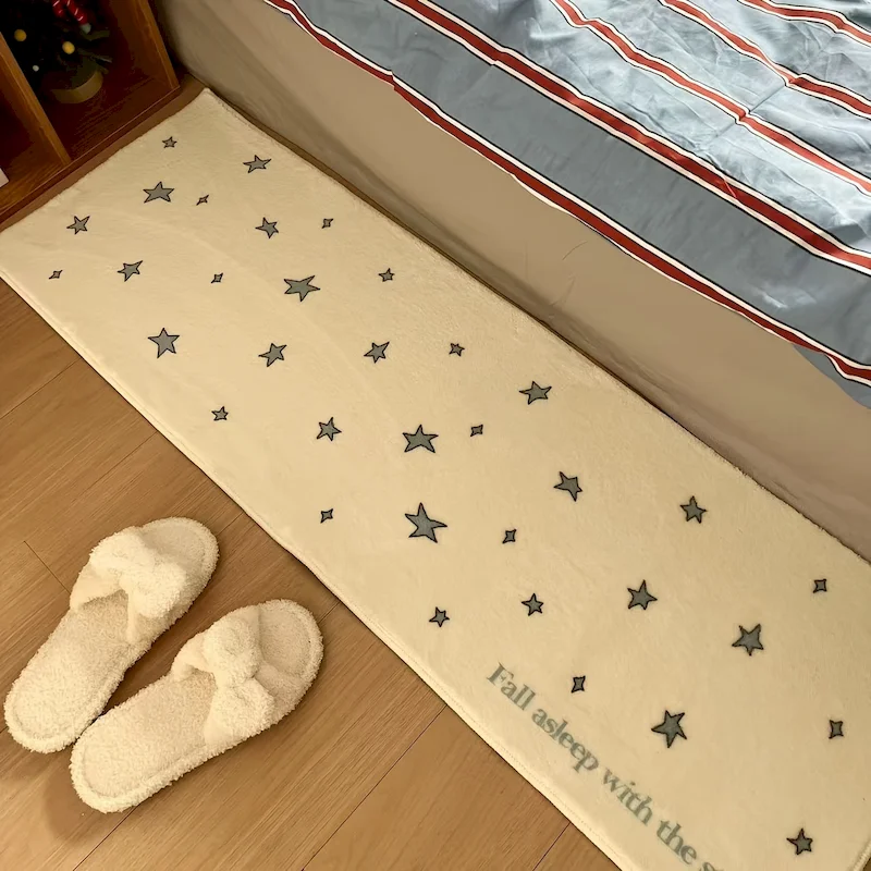 VIKAMA Star Shaped Fluffy Carpet Entrance Anti Slip Fluffy Soft Carpet Minimalist Bed Edge Length Carpet Home Decoration