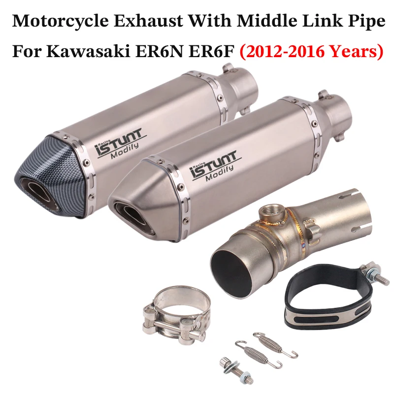 

Slip On For Kawasaki ER6N ER6F ER 6N 2012 - 2016 Motorcycle Exhaust Escape 51mm Mid Link Pipe With Muffler Motocross DB Killer