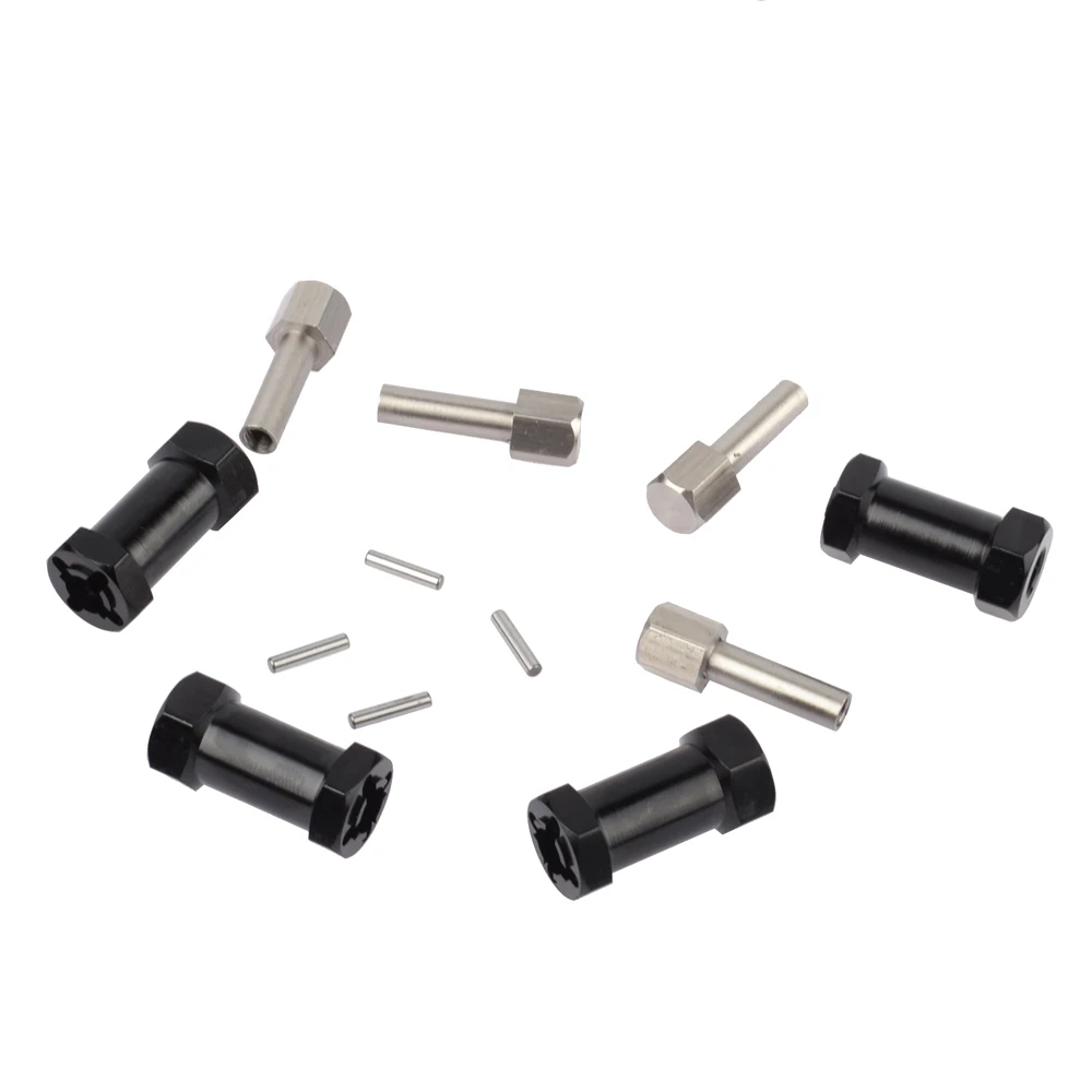 BAAA-4 шт., алюминиевый радиоуправляемый автомобиль, 12 мм, шестигранный адаптер привода ступицы колеса, удлинитель комбайна, муфта для 1/10 RC Crawler Axial SCX10 D90, черный