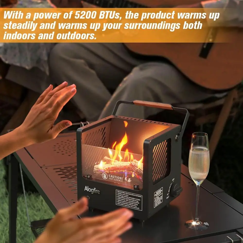Portable 3-in-1 Gas Fire Pit, 5200 BTU Butane Heater, Outdoor Safe Tabletop Fire Bowl for Camping and Fishing view 4