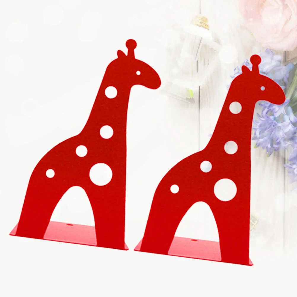 2Pcs Giraffe Bookend Cartoon Animal Nonskid Metal ganizer Stoppers Material Antislip Protects Desktop Books