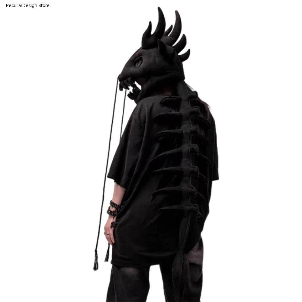 3D Dinosaur Skeleton Mask Headgear Wearable 80/120CM Plush Dinosaur Costume Easy To Wear Cool Halloween Dinosaur Skull Headgear
