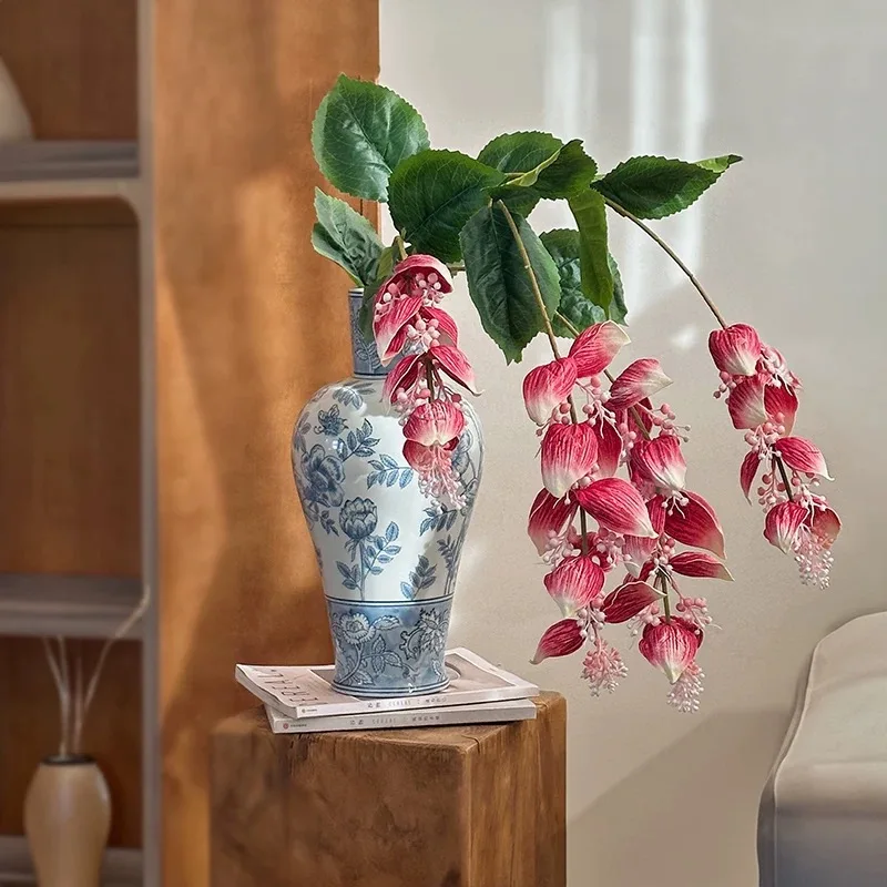 43 Zoll große, rosafarbene chinesische Puppenpflanze, künstliche Blumen, tropische Medinilla Magnifica, künstliche Blumen für Zuhause, Party, Geschäft, Hochzeitsdekoration – Detail 12