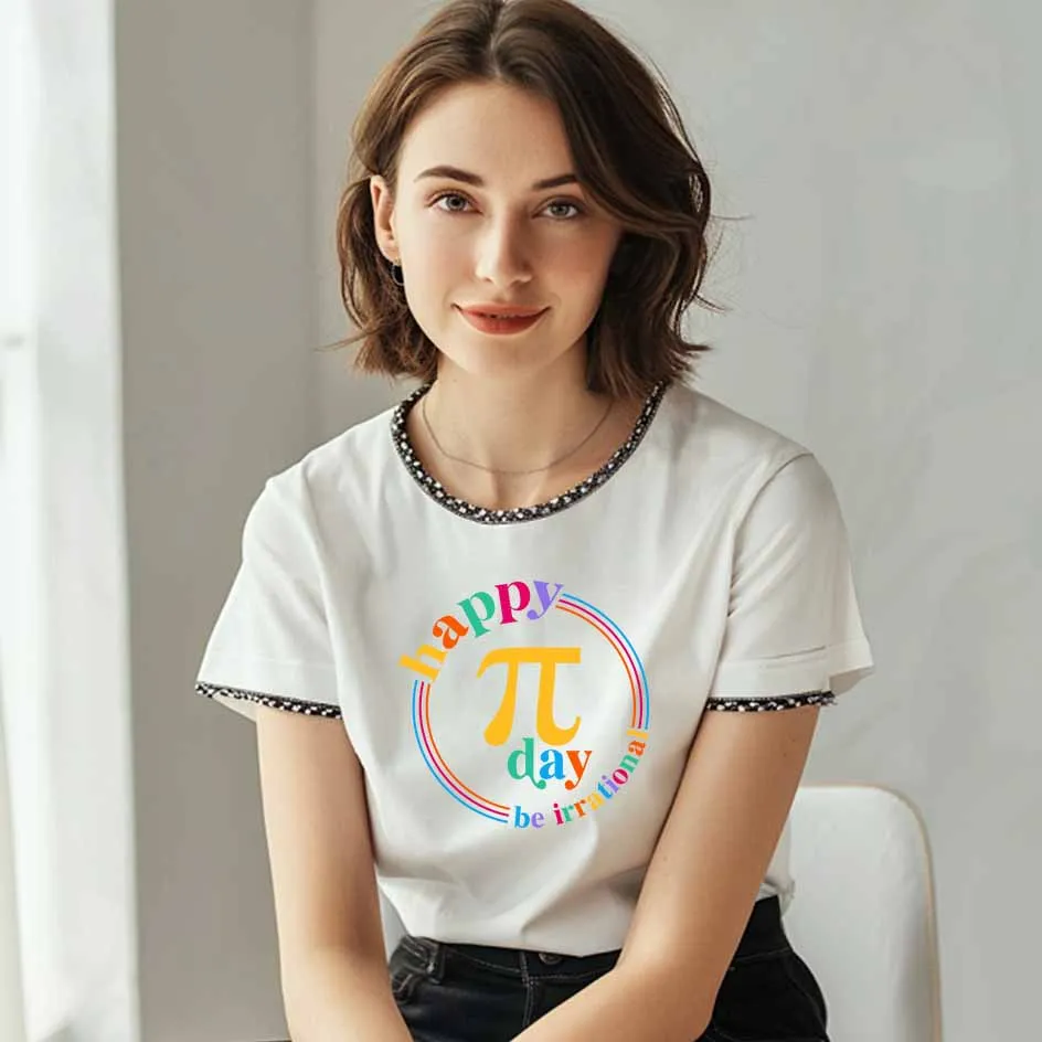 Happy Pi Day Graphic Math - fun Illustration heat transfer sticker for clothes Whimsical Patterns Durable Fabric Stickers
