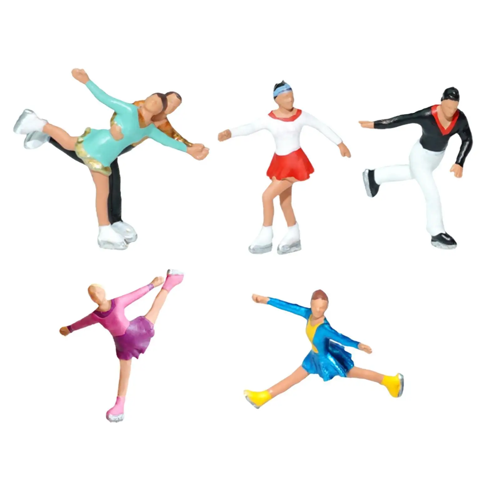 5 قطع بمقياس 1:87 شخصيات مصغرة وحلي للتزلج على الجليد نماذج تماثيل صغيرة للأشخاص #3