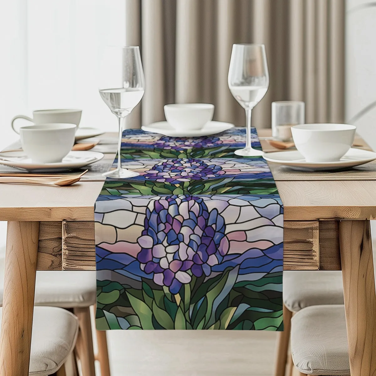 

print table runner Pastel Daisy Flower Swirl Style Tablecloth Ideal for Kitchen,Dining,Coffee Table,side tables,Holiday Home Dec