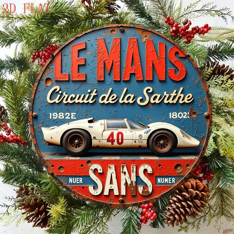 [2D Flat] 1pc Vintage Le Mans Racing Car Metal Wall Art - 8 