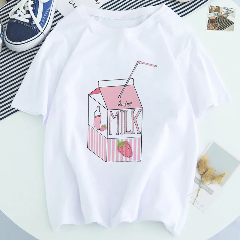 Summer Streetwear Fashion Crybaby Tears Japan Drink Cotton T-shirt Women Tshirt Harajuku Aesthetic White Tops Female T Shirt