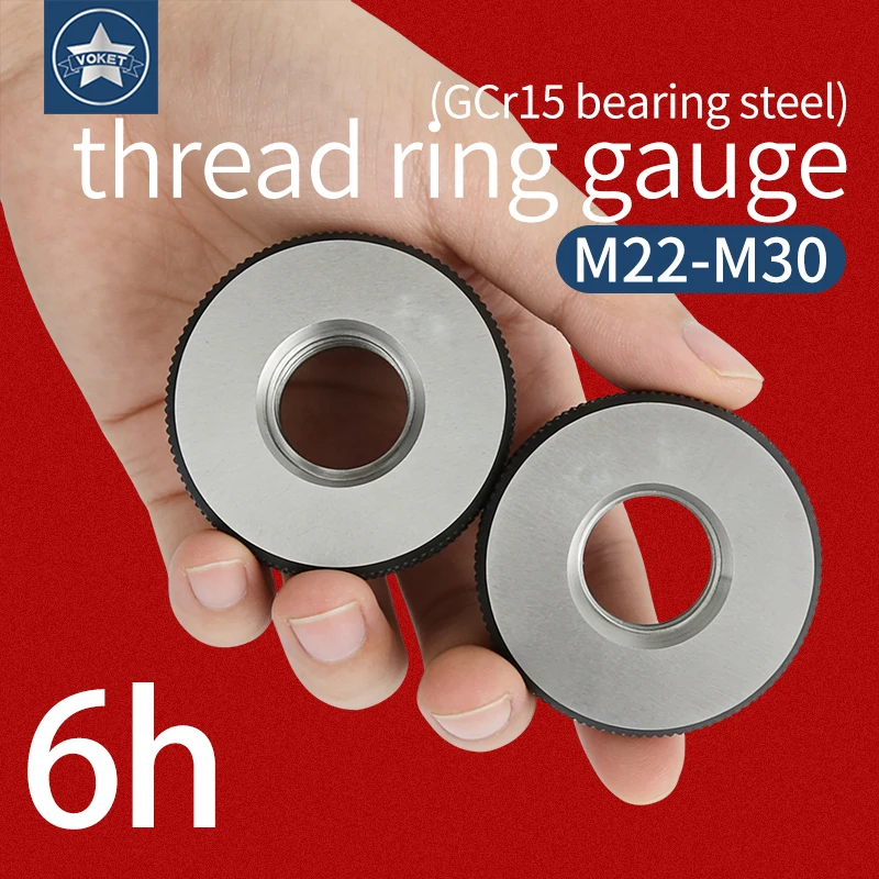 VOKET Taps 1SET(1*GO+1*NOGO) 6h M22-M30  Metric Fine Tooth Thread Ring Gauge toolX0.5/0.75/1/1.25/1.5/2/3/3.5