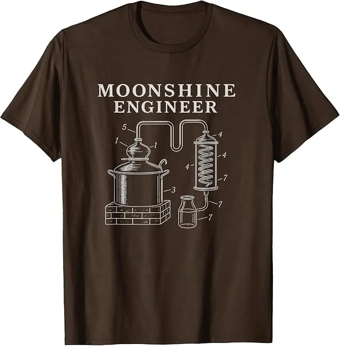 Patent Art Moonshine Engineer Drawing Print Moonshine T-Shirt Y2k Vintage Graphic Saying Tee Personalisierte Unisex-Kleidung Neuheit – Detail 11