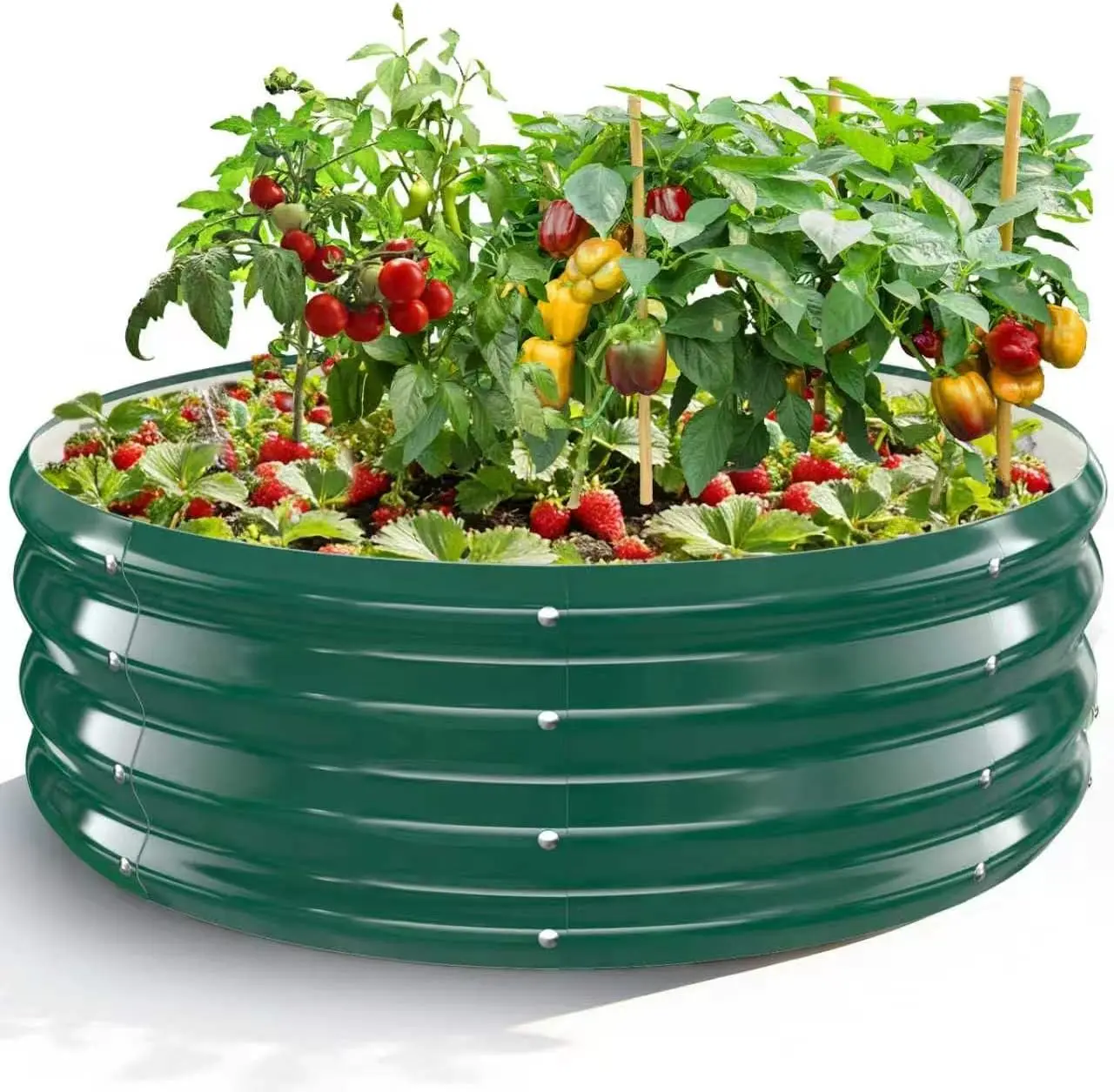 

Round Raised Garden Bed for Vegetables, Flowers, Herbs - 3x3x1ft Thickened Metal Planter Box with Green Finish for Outdoor Use