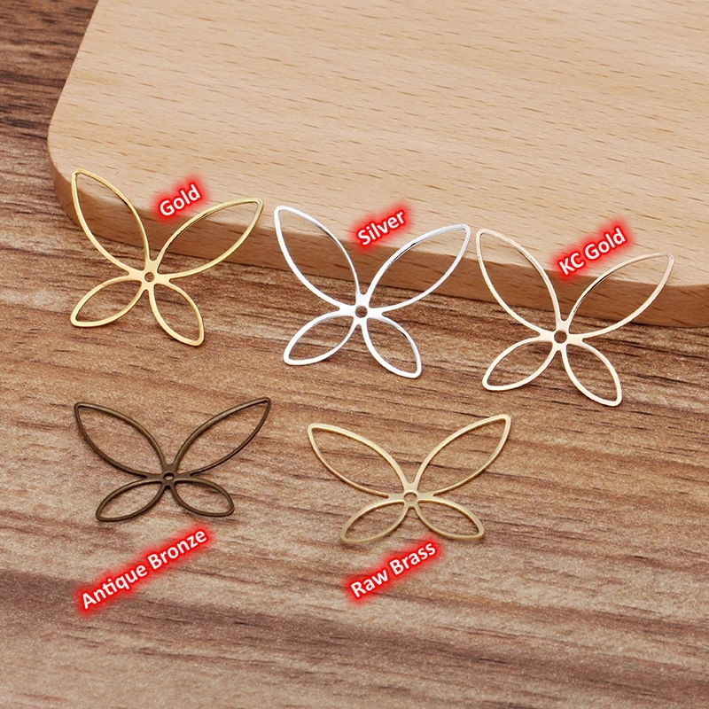 BoYuTe (100 Pieces/Lot) 20*25mm Brass Filigree Flower Sheets for DIY Jewelry Hair Craft Making Accessories