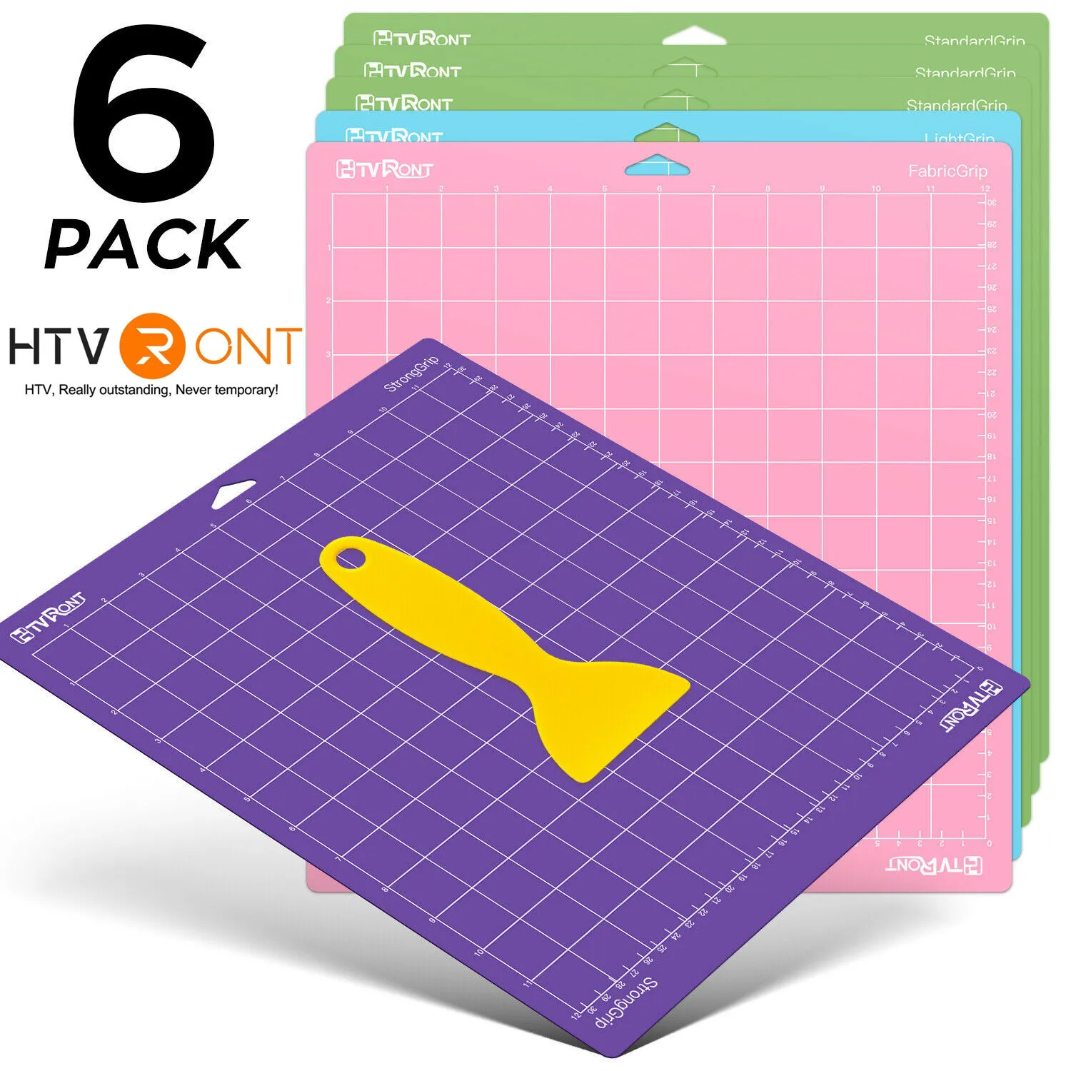 HTVRONT 6 Pack 12x12in Mixed Colors PVC Adhesive Cutting Mat Base Plate Tool Pad for Explore Air/Air2/Maker DIY Machine