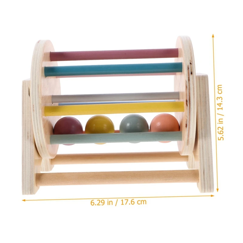 1 PCS Preschool Musical Drum Rolling Tummy Rainbow Prop Rolling Drum Wooden Infant Roller Modeling Prop