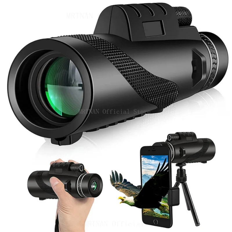 80X100 HD Professional Monocular Telescope Long Range Zoom With Tripod Phone Clip For Outdoor Hunting Camping Tourism