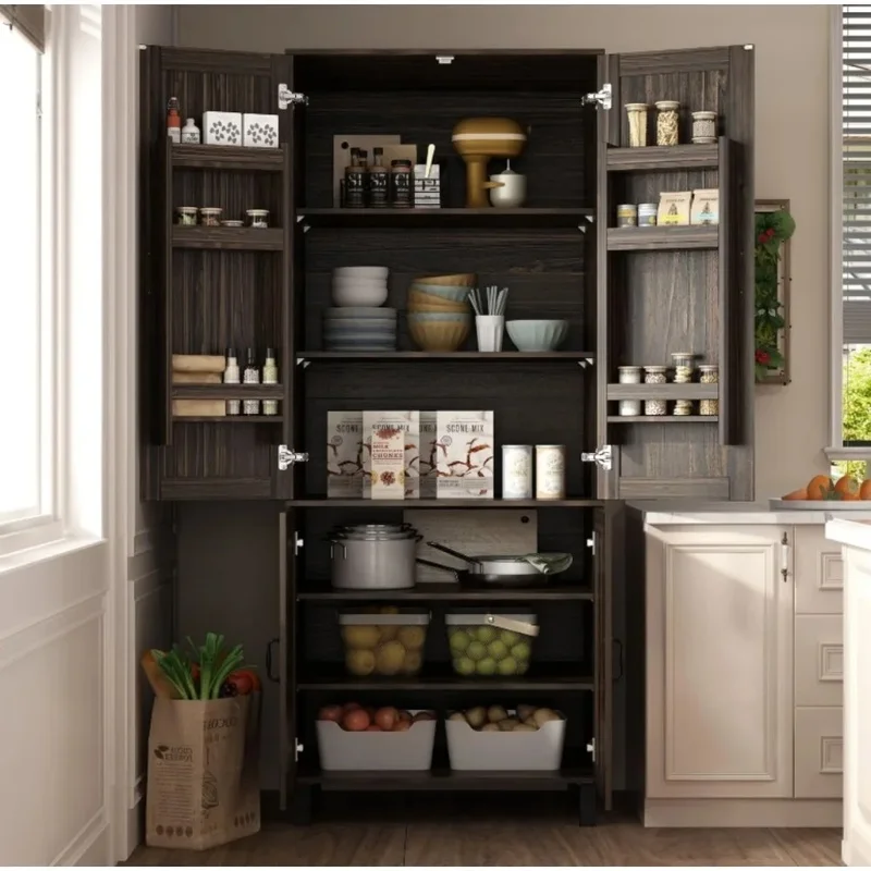

Kitchen Cabinet with Door Racks, Shelves, and Metal Legs