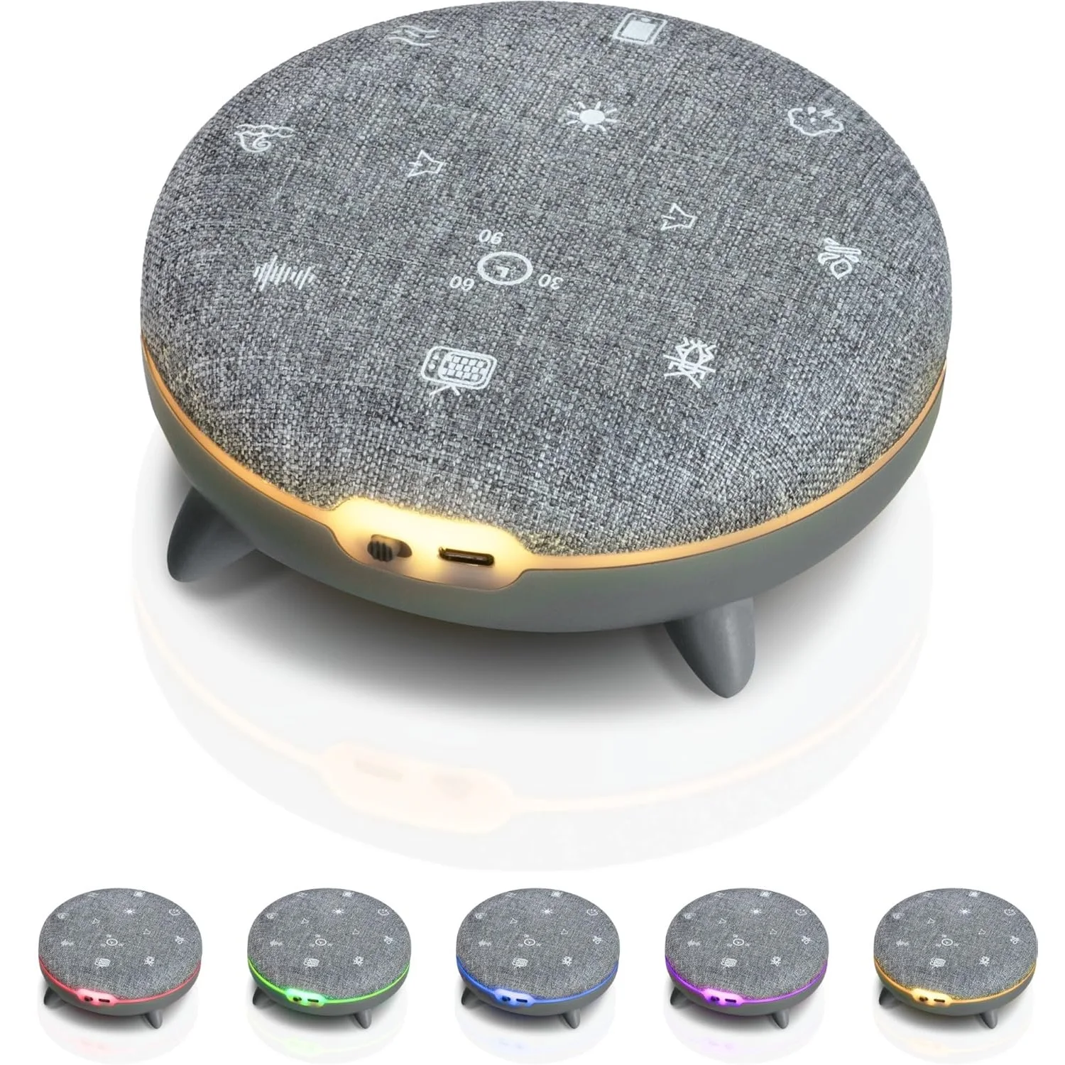 White Noise Sound Machine Relaxation with 7 Soothing Sounds Bluetooth Speaker Night Light for Better Sleep Quality