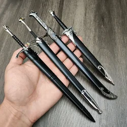 22cm Glamdring Aragorn Narthil Weapons Sword Elves Anduril Medieval Peripheral Metal Samurai Sword Keychain Ornaments Gifts Toys