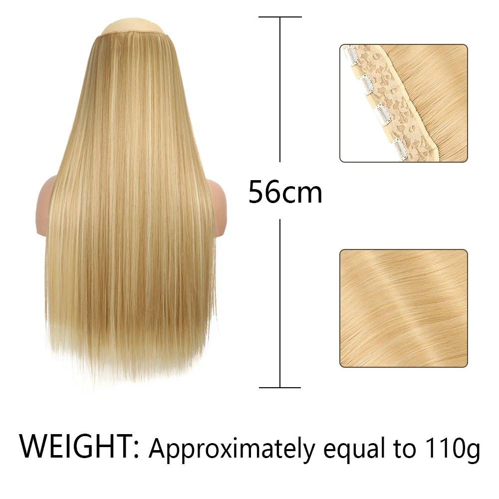 Long Straight Synthetic Extensions One Piece 5 Clip in Hairpiece 60cm Temperature Fiber Fake Hairpieces For Women