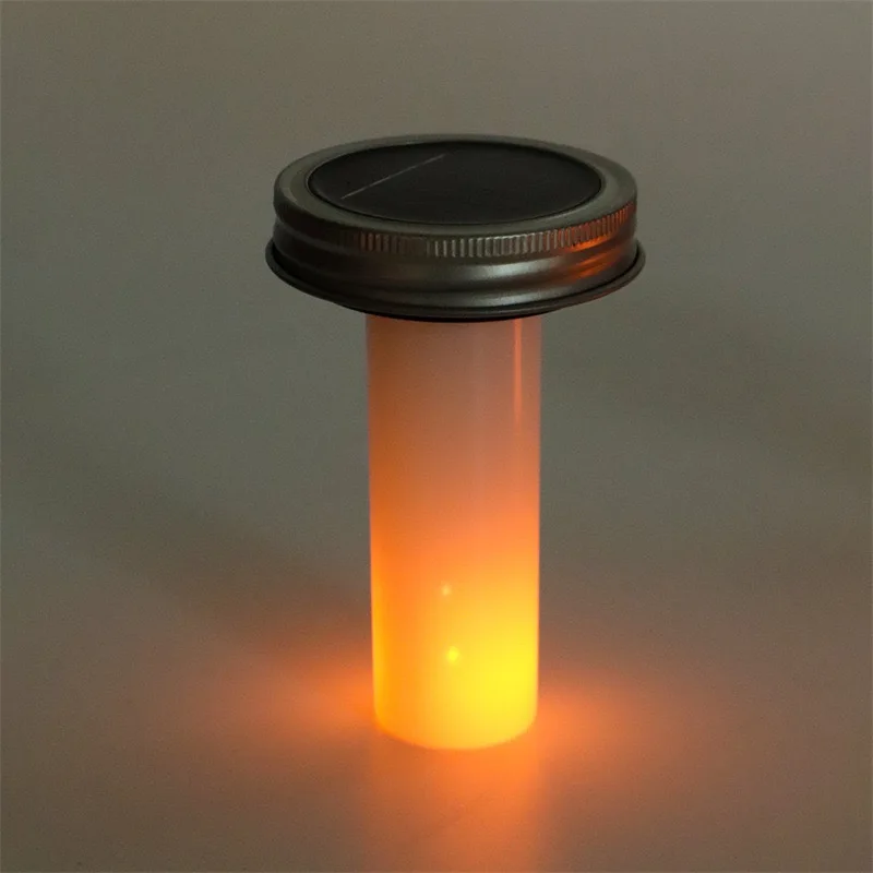Mason Jar Light LED Flame Lights Solar Gypsum Covered Can Lid Simulate Flame Flickering Garden Wedding Terrace Home Decoration view 4