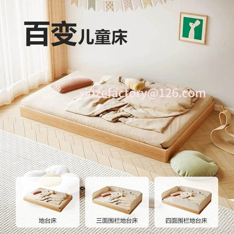 

Customizable Children's Full Wood Fenced Floor Bed