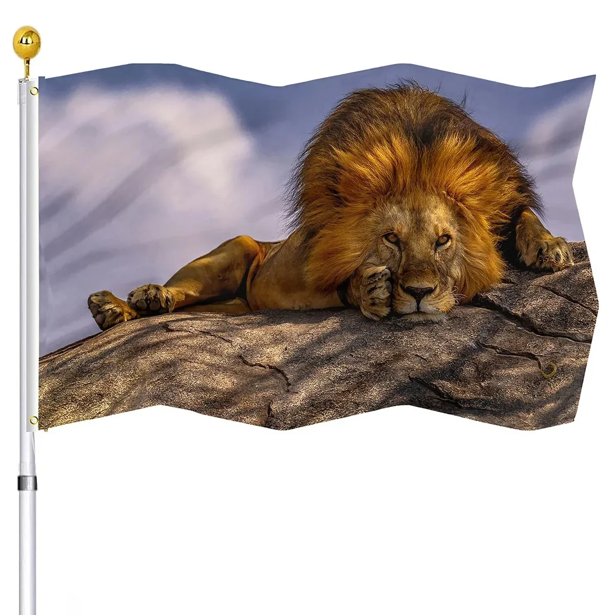 Lion Flag Cool Mane Predator Africa Wildlife Furry King Face Nature Uv Fade Resistant Flags Banner Indoor Outdoor Decorations