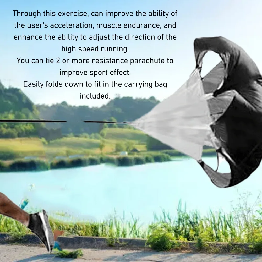 3PCS Adjustable Waist Fit Speed Training Parachute Side-Release Clasp Reinforced Stitching Running Parachute Parachute Fabric