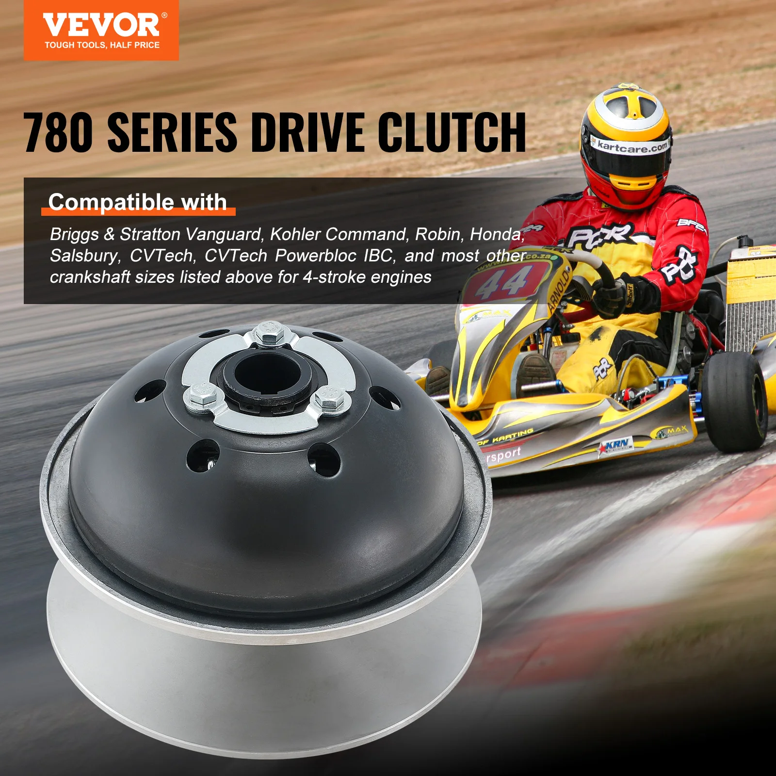 قابض محرك Go-Kart من سلسلة VEVOR 780 مقاس 1 بوصة تتحمل 1/4 بوصة Keyway Comet، لالتقاط محركات 1 3/16-1 1/4 بوصة ذات حزام عريض و4 دورات