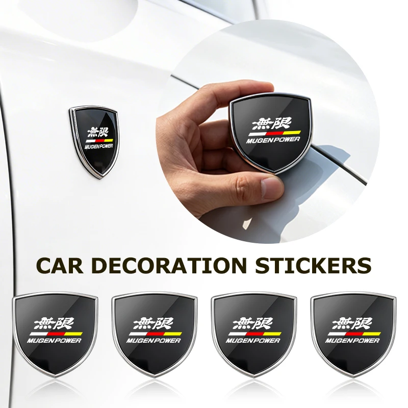For Honda Car Metal 3D Sticker Custom Shield Car Rear Trunk Shield Emblem Badge Sticker Mugen Vezel Accord Fit City Legend CRV