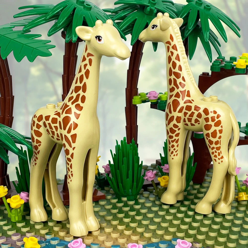 Moc zoológico animal bloco de construção acessórios conjunto elefantes camelo veado lobos medievais dinossauro tijolos tiranossauro modelo brinquedo