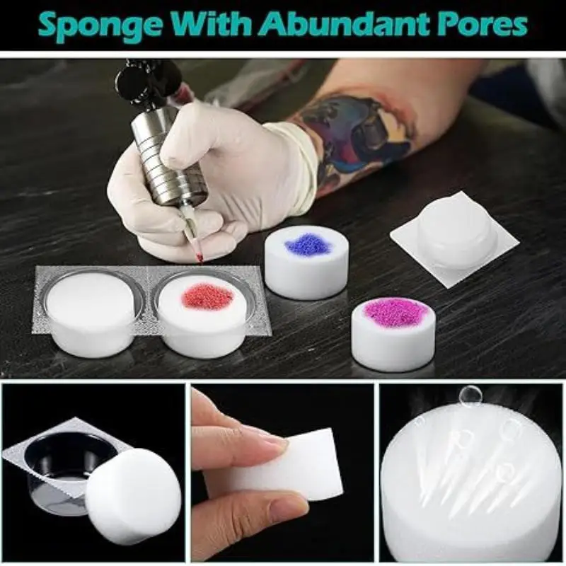 New 6PCS Tattoo Dip Foam Sponge Sterilized Dip Cup Caps Sterilized Tattoo Needle Dip Foam Cleaning Cup For Needle And Tip Rinse