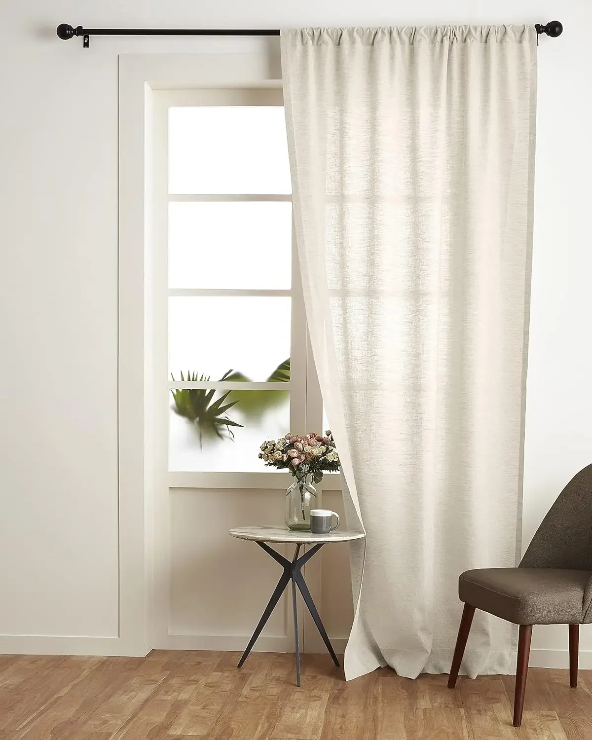 

Linen Curtain Rod Pocket Panel European Flax Window Treatment Light Filtering For Living Room Bedroom 52 X 108 Inch