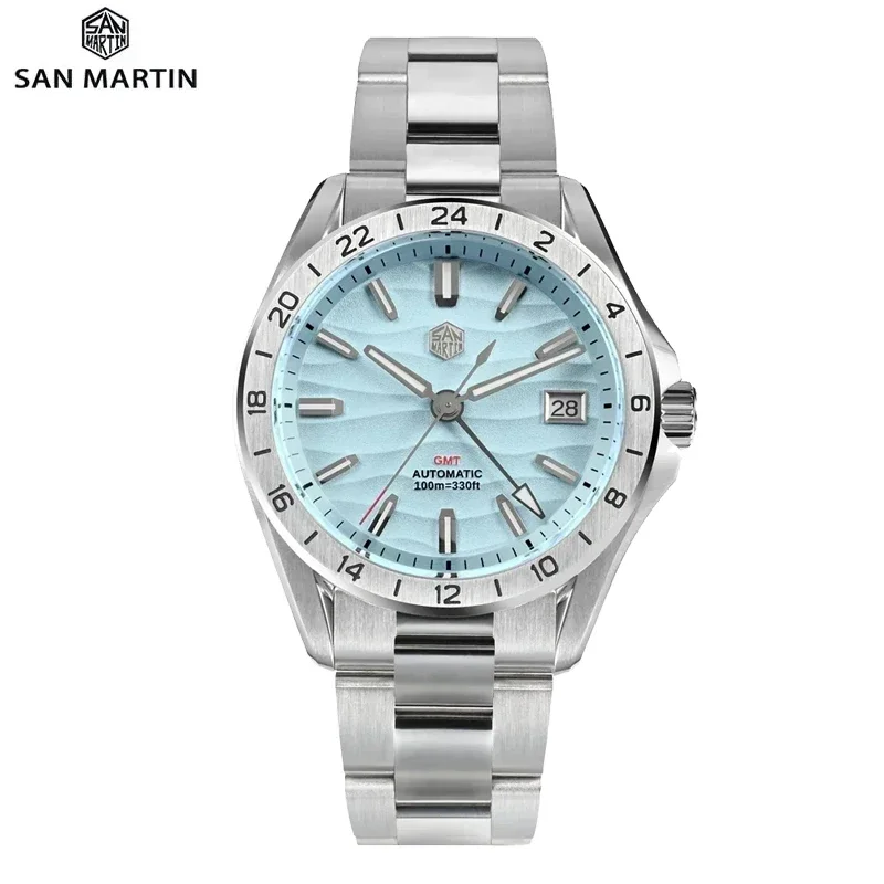 

San Martin SN0129 New 39mm Desert Texture Luxury Men Watch NH34 GMT Automatic Mechanical Business Dress Sapphire 10Bar Luminous