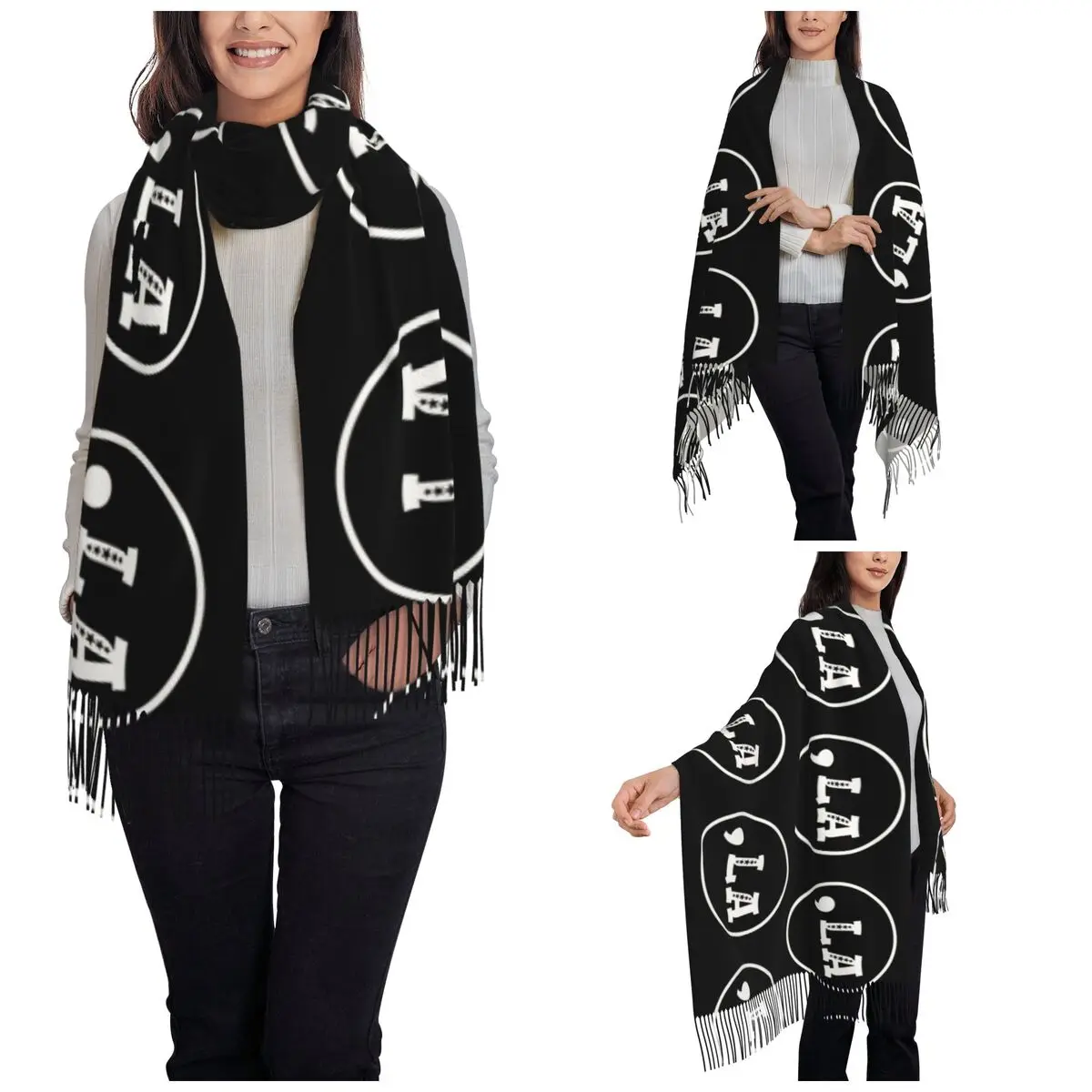 Women's Scarf with Tassel La Kamala Harris 2024 Election Large Soft Warm Shawl and Wrap Madam President Gifts Pashmina Scarves