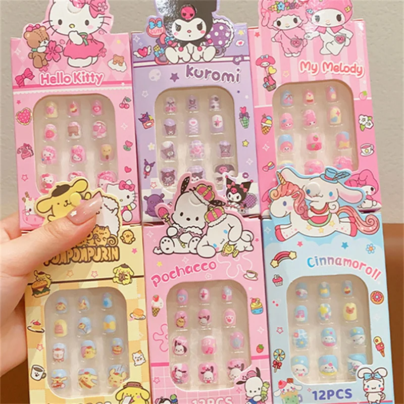 Sanrio Toppa per unghie per bambini Hellokitty Cinnamoroll Kawaii rimovibile fatta a mano per unghie Accessori squisiti regalo per ragazze