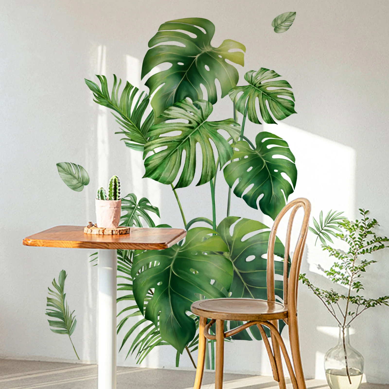 Europe Large Size Green Plant Wall Decal Sticker for Home Decoration Monster Leaf Design Easy To Apply and Remove Home Wall Art view 4
