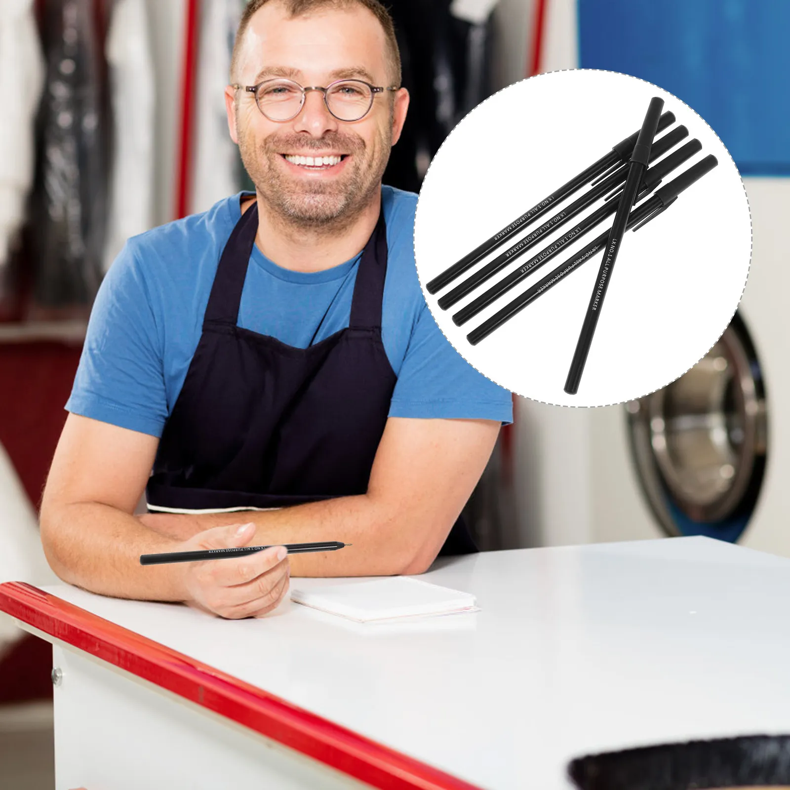 

Набор из 5 маркеров для одежды: перманентные, водостойкие, для гладкого письма, для маркировки белья и тканей в домах престарелых