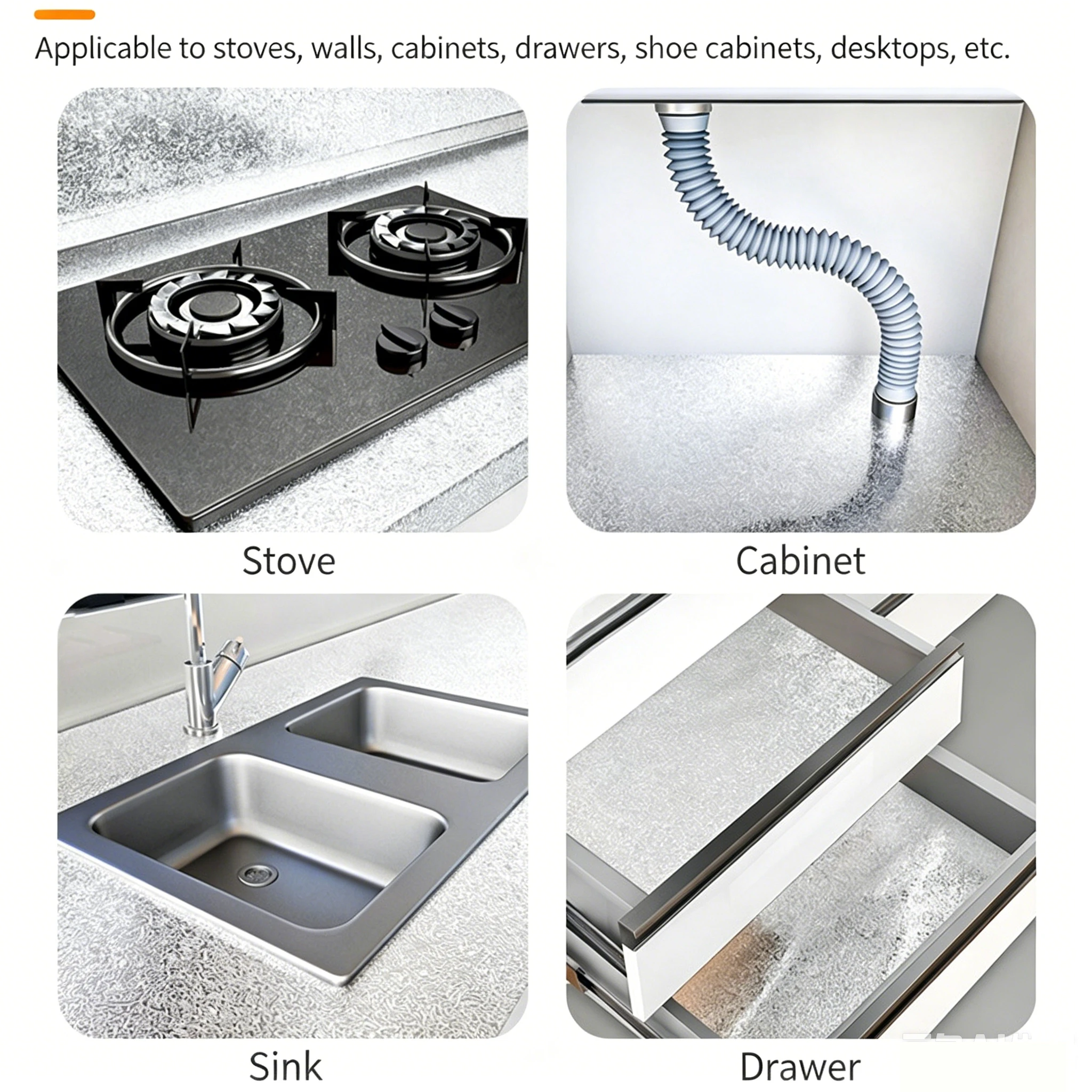 Kitchen Oil-Proof Wall Sticker Thickened Aluminum Foil Stovetop Cabinet Moisture-Proof Home Decoration Self-Adhesive Wallpaper