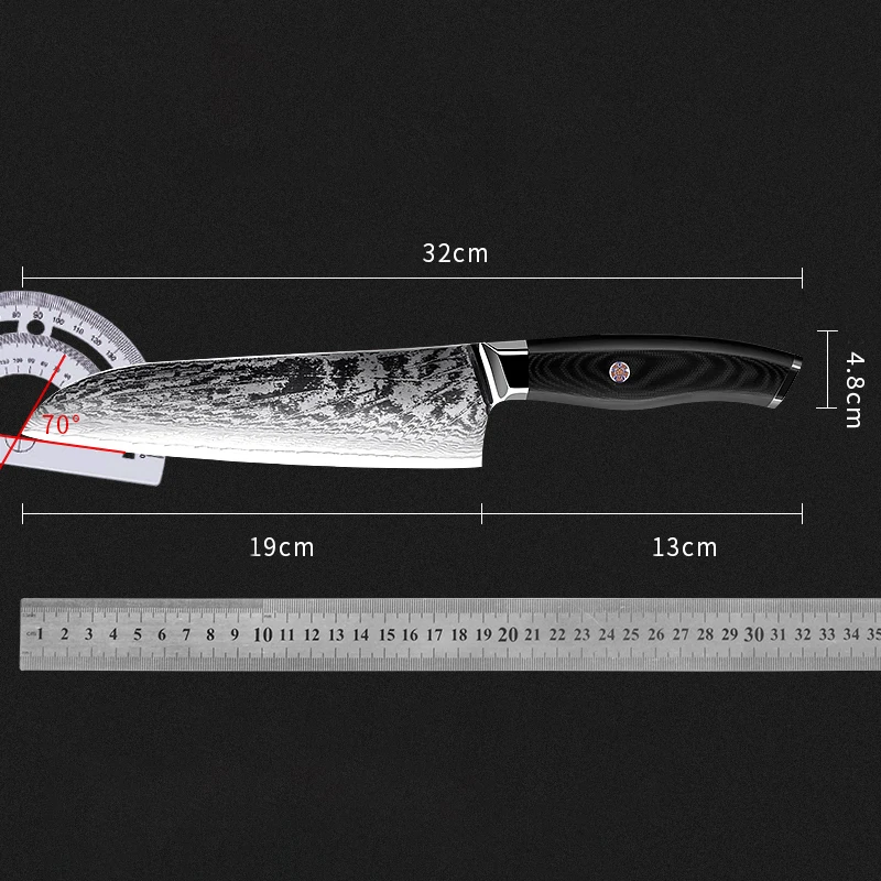 7 Inch Santoku Knife 73-layers Damascus AUS-10 Steel Blade G10 Handle Razor Sharp Chef Slicing Cleaver Japanese Kitchen Knives
