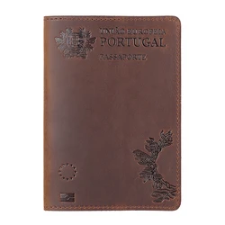 Genuine Leather Portugal Passport Cover For Portuguese Credit Card Holder Passport Case Unisex Travel Wallet