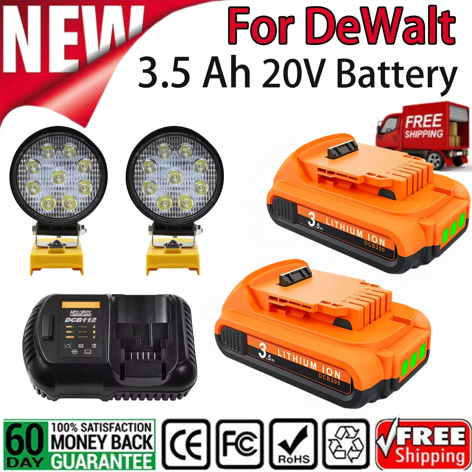 Original für Dewalt DCB200 20V 3,5 Ah Ersatzakku DCB609 DCB200 DCB182 DCB205 DCB206 DCB209 Li-Ionen-Akku für Elektrowerkzeuge