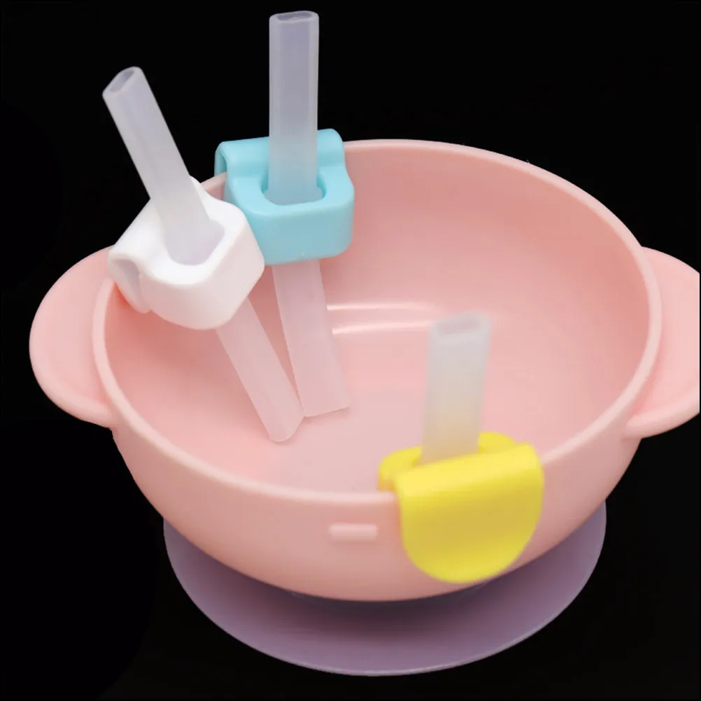 

4Pcs Silicone Baby Bowl Straws with Buckle Ergonomic Design for Self Feeding Dishwasher Safe Heat Resistant Fall Proof Suction