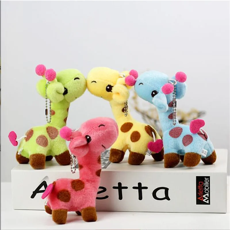 12CM Cute Plush Toys Color Deer Stuffed Giraffe Pendant Wedding Game Company Small Animal Doll For Christmas Gift