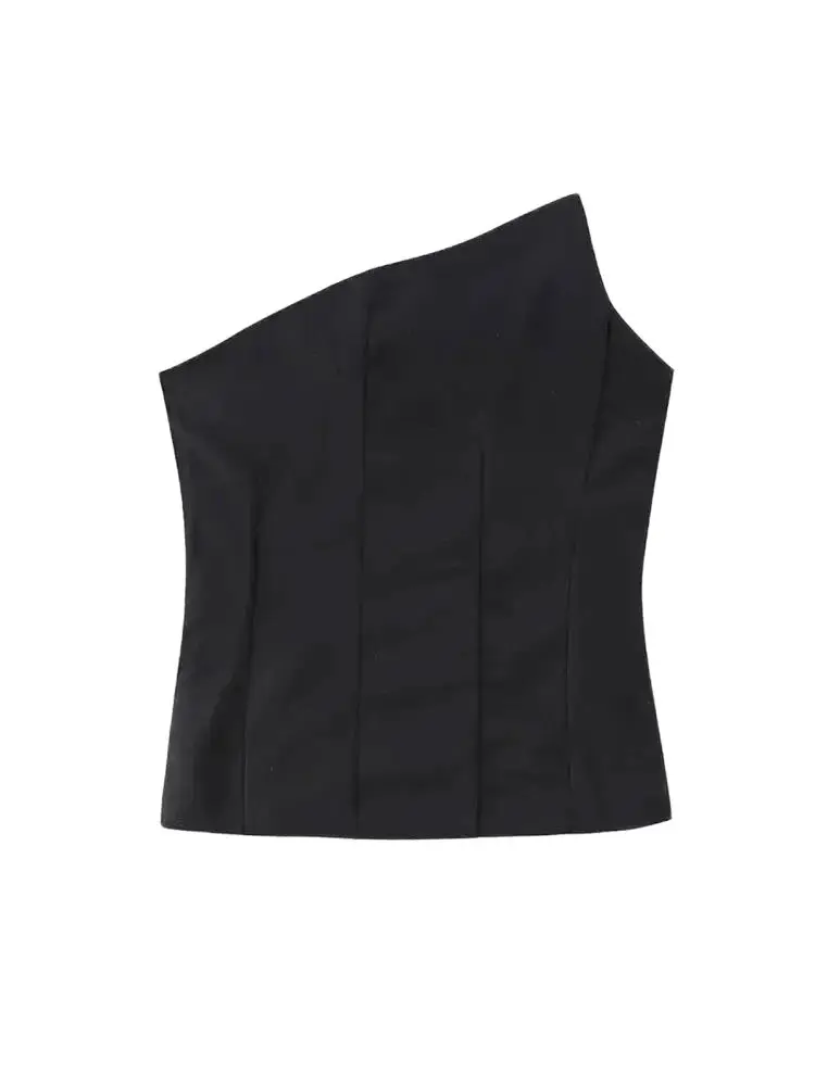 Women's Asymmetrical Bustier Tops, Sexy Backless, Side Zipper, Female Camis, Fashion