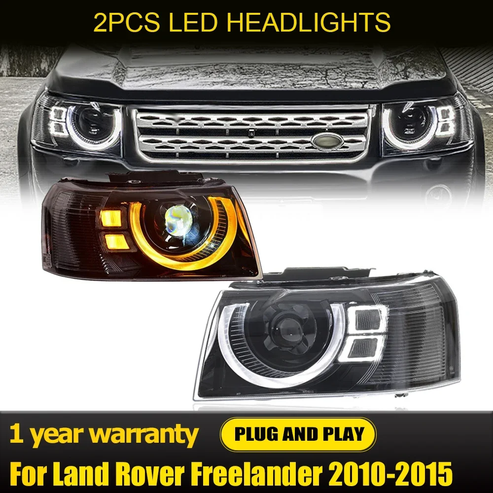 2pcs Car Led Front Lights For Land Rover Freelander 2 Headlight Assembly 2010-2015 Xenon Upgrade Led DRL Headlamps Accessories