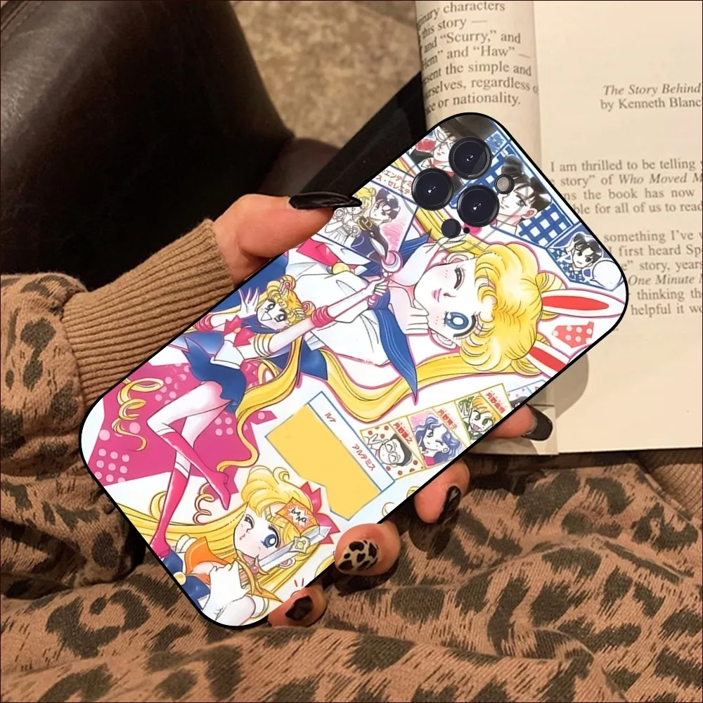 Anime S-Sailors Moons Cute Phone Case For iPhone 15 14 11 12 13 Mini Pro XS Max Cover 6 7 8 Plus X XR SE 2020 Funda Shell