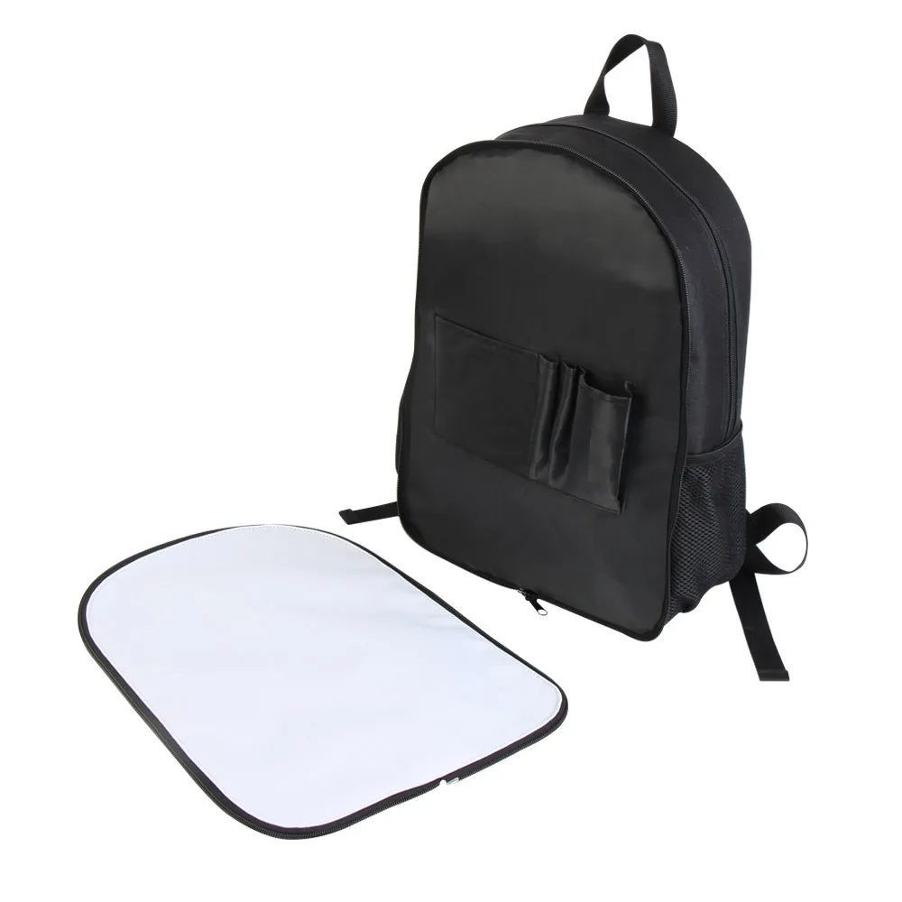 Sublimação em branco mochila para estudante, poliéster preto saco de viagem para crianças, Heat Transfer Print, mochila de moda para crianças