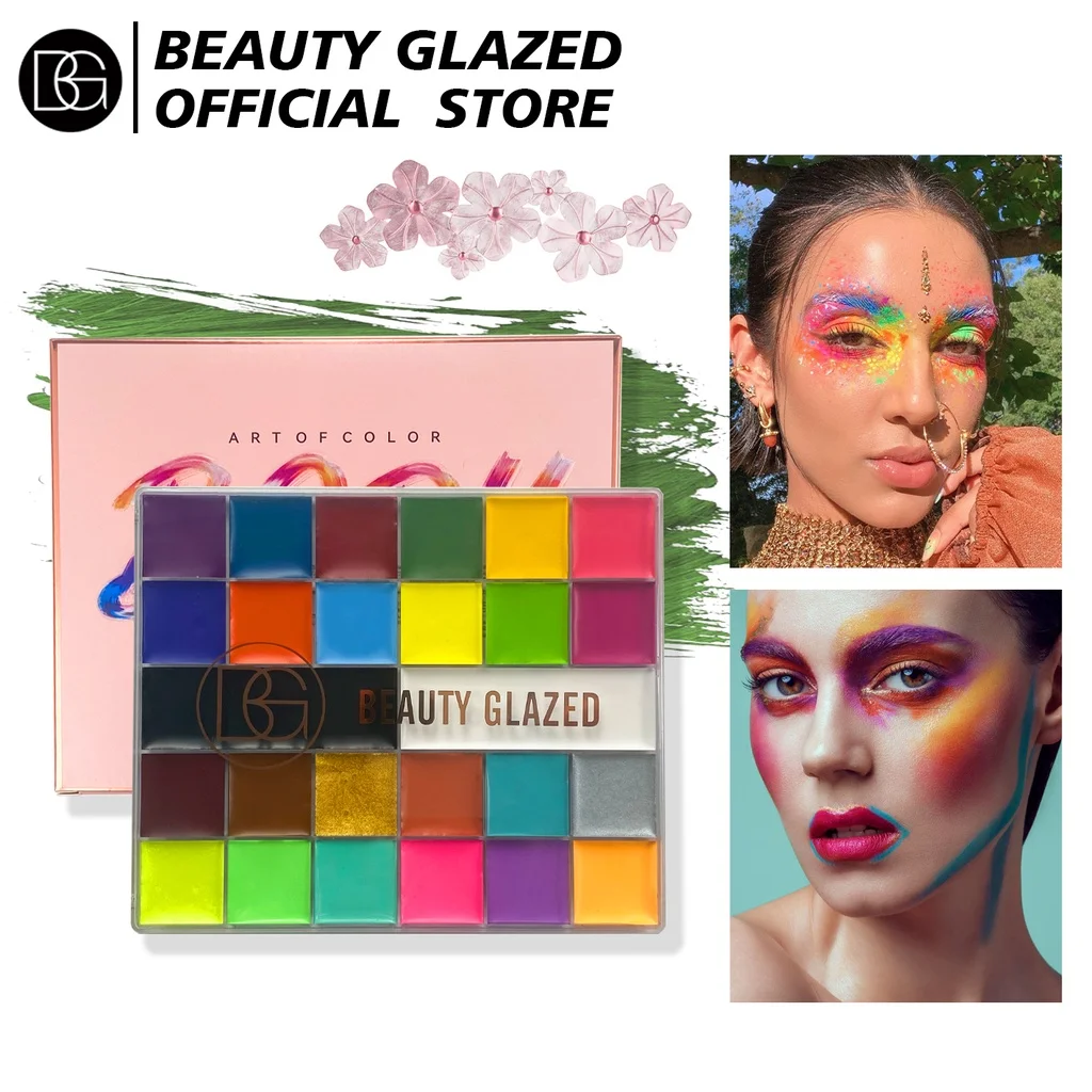 

BEAUTY GLAZED Палитра красок для лица и тела Профессиональная вспышка Нетоксичные защитные татуировки Хэллоуин FX Вечеринка Художник Необычный набор для макияжа