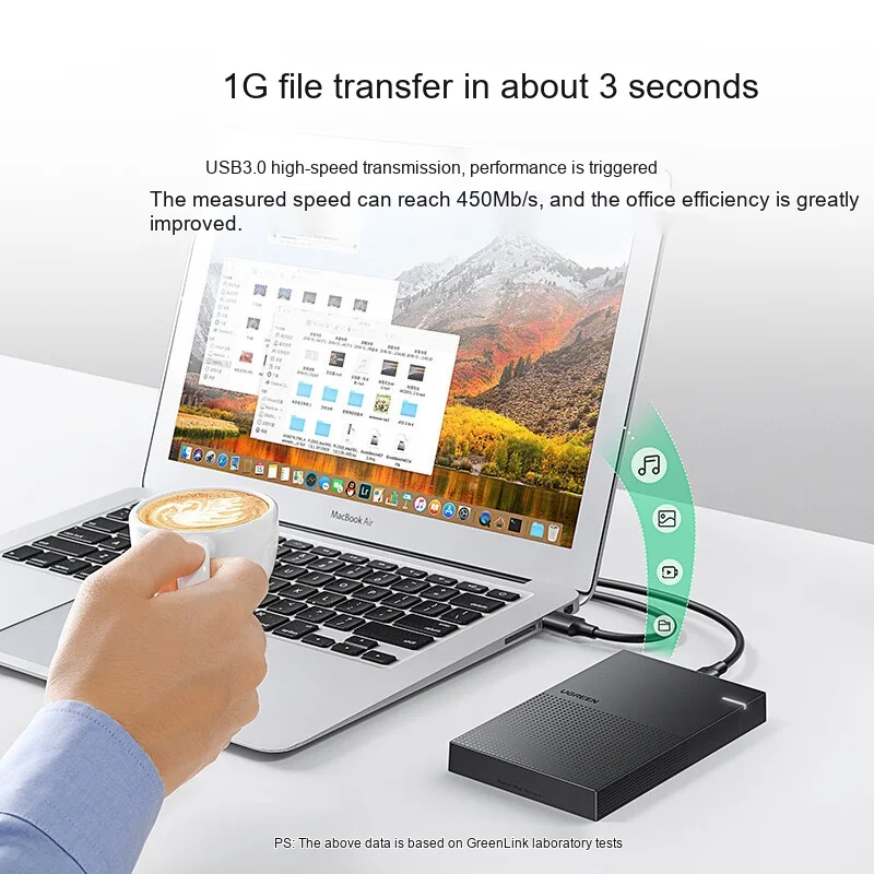 UGREEN 30725 CM471 2.5 Inch SATA HDD Enclosure USB 3.0 5Gbps External Hard Drive Case for SSD HDD