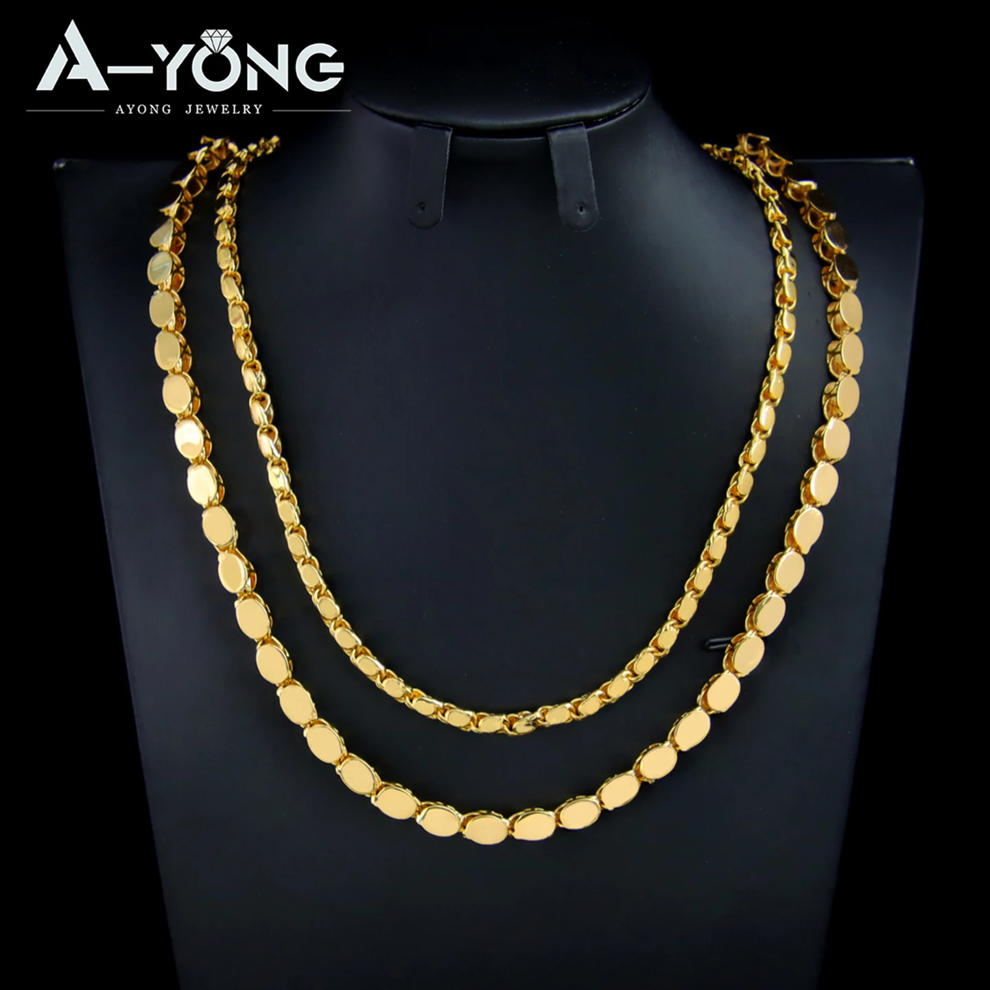 Luxury Arab Gold Color Long Necklace 45/60/80cm 21k Gold Plated Dubai Saudi Women Vintage Wedding Party Jewelry